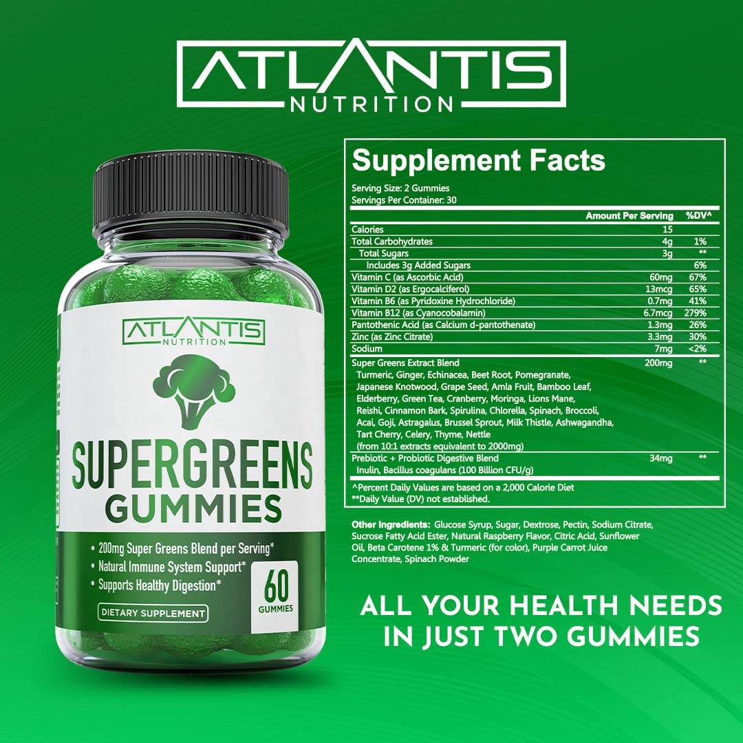 Atlantis Nutrition Supergreens Gummies - Immunity Support (60 ct)