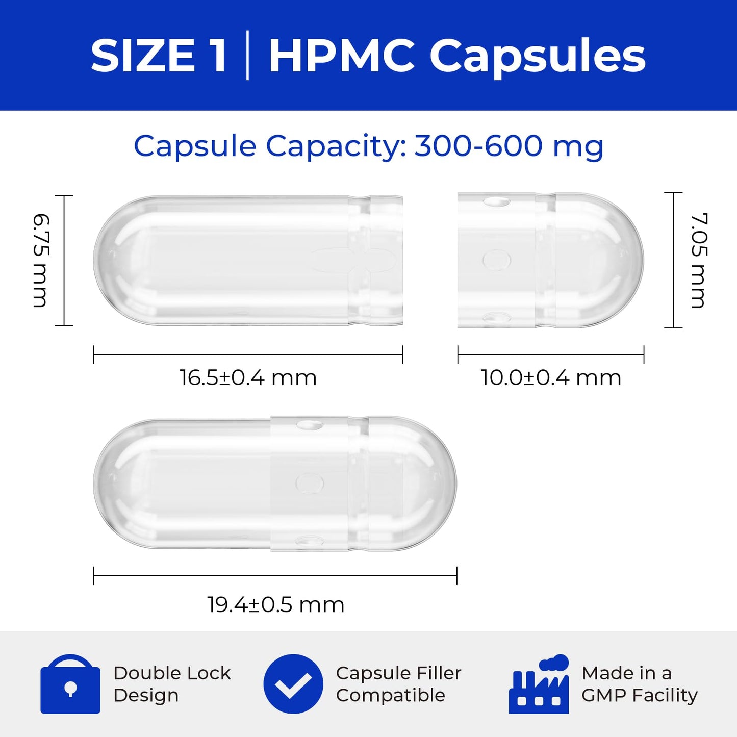 ATLEMISME Empty Vegan Capsules Size 1 – 100 Count | DIY Capsule Filling