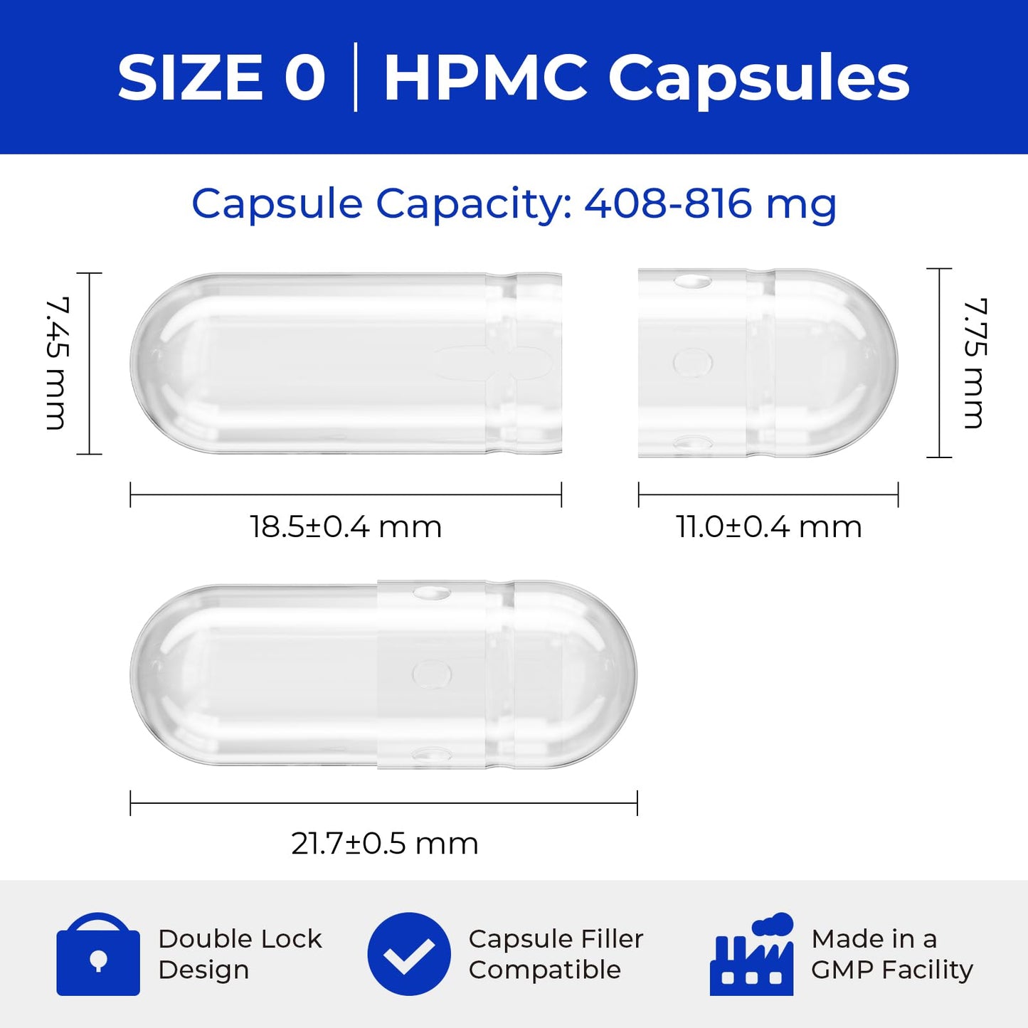 ATLEMISME Empty Vegan Capsules Size 0 - 100 Count | DIY Veggie Capsule Filling (2 Micro Lab Spoons)