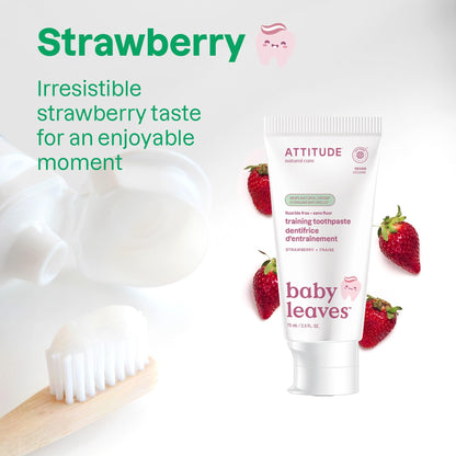 ATTITUDE Baby Training Toothpaste – Strawberry, Fluoride-Free, EWG Verified, Vegan