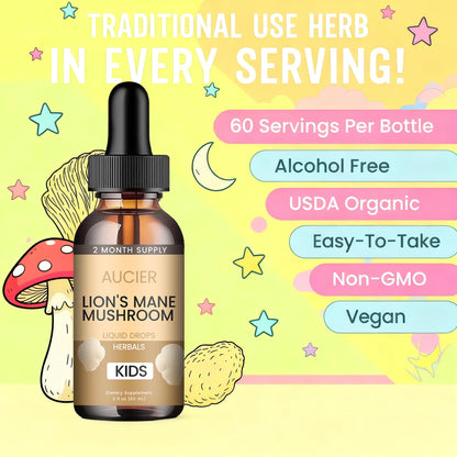 AUCIER Lions Mane for Kids – Speech Delay & Cognitive Support (Easy-Take Liquid)