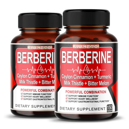 8 in 1 Berberine Supplement - Aumeto | Supports Digestion & Immunity (150-Day Supply)