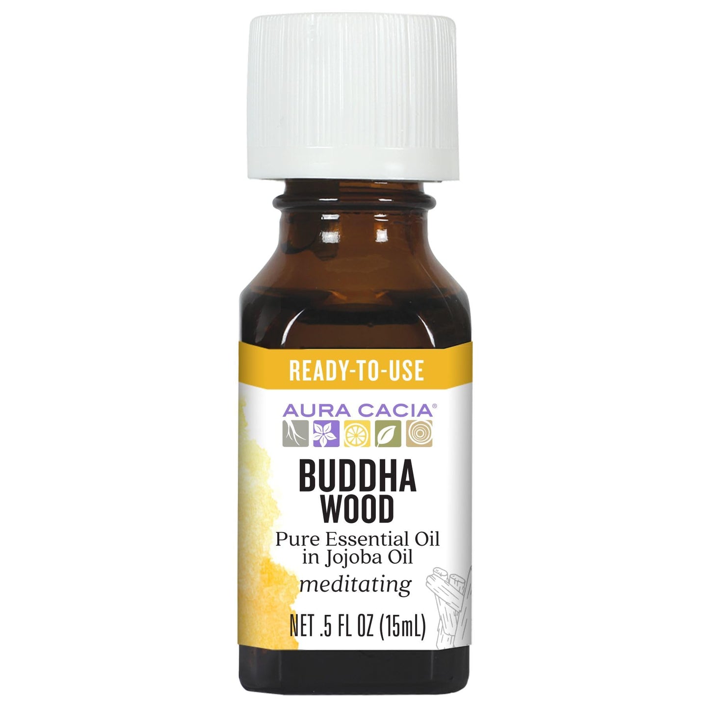 Aura Cacia Buddha Wood Essential Oil in Jojoba Oil | GC/MS Tested for Purity | 0.5 fl oz