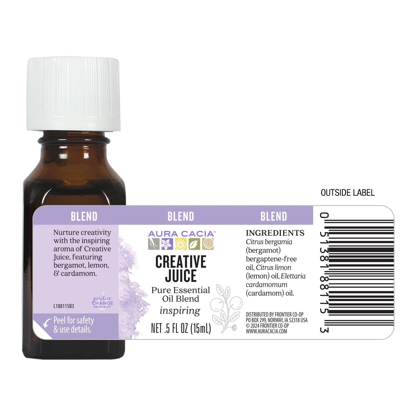 Aura Cacia Creative Juice Essential Oil Blend – 0.5 fl oz for Focus & Creativity