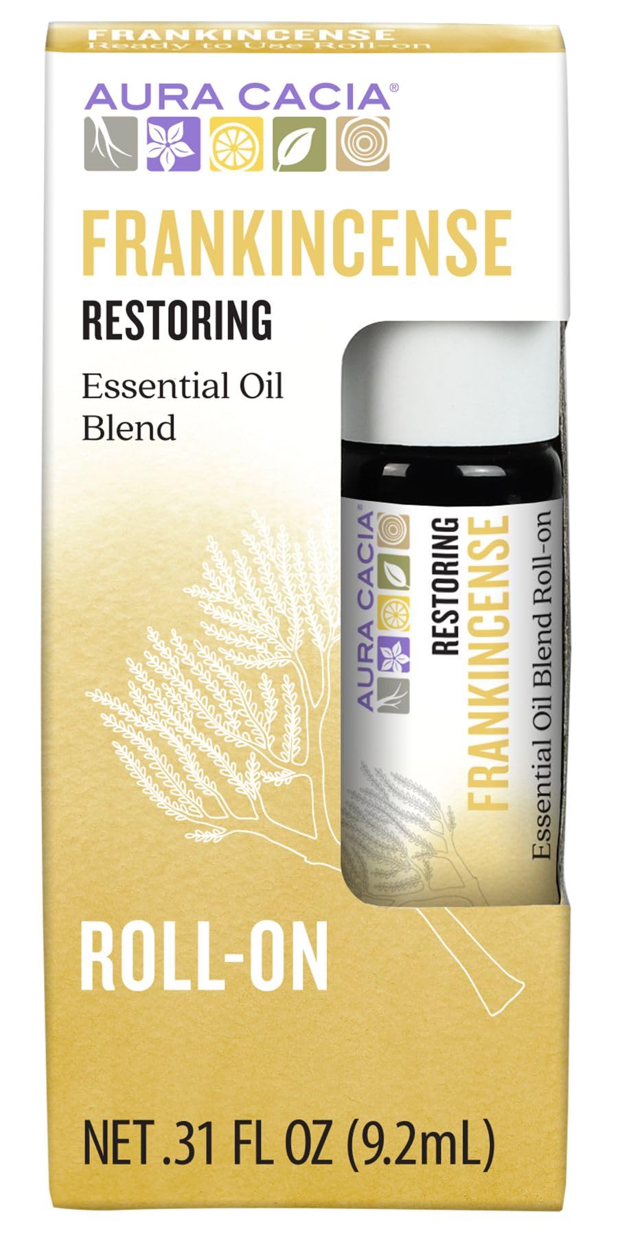 Aura Cacia Frankincense Roll-On | GC/MS Tested for Purity | 0.31 oz (9.2 ml)