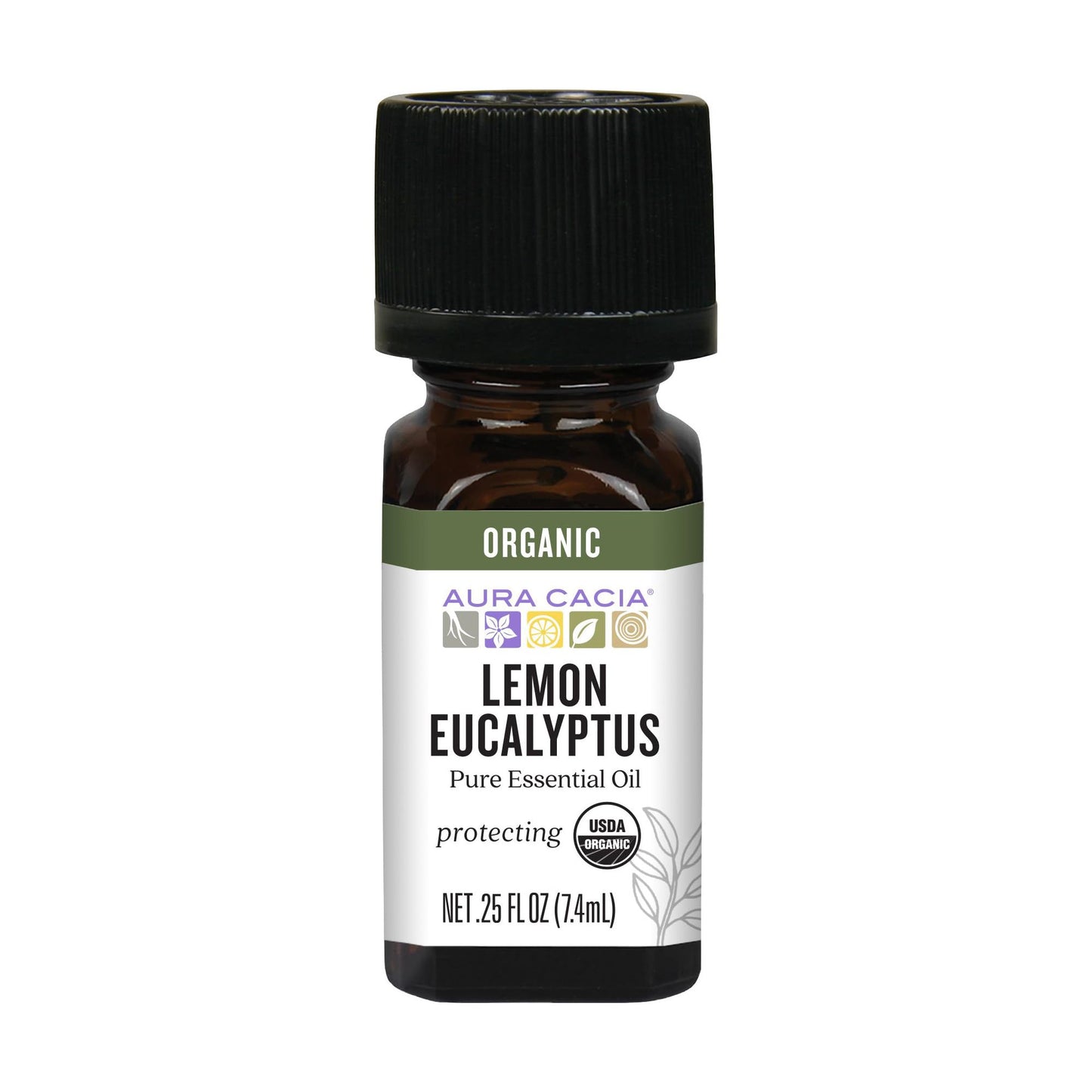 Aura Cacia Certified Organic Lemon Eucalyptus Essential Oil – Corymbia citriodora 0.25 oz