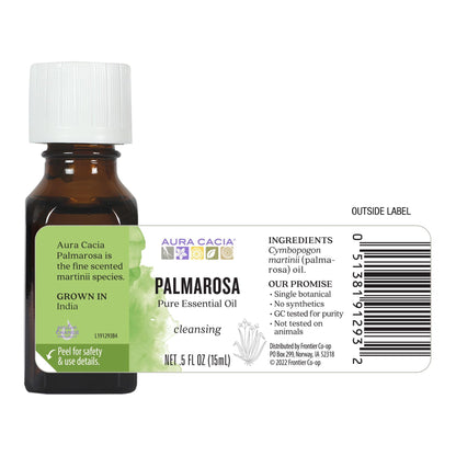 Aura Cacia Palmarosa Essential Oil 100% Pure Cymbopogon martinii – Diffuser, Skincare & Home Cleaning | 0.5 Fl Oz (Pack of 1)
