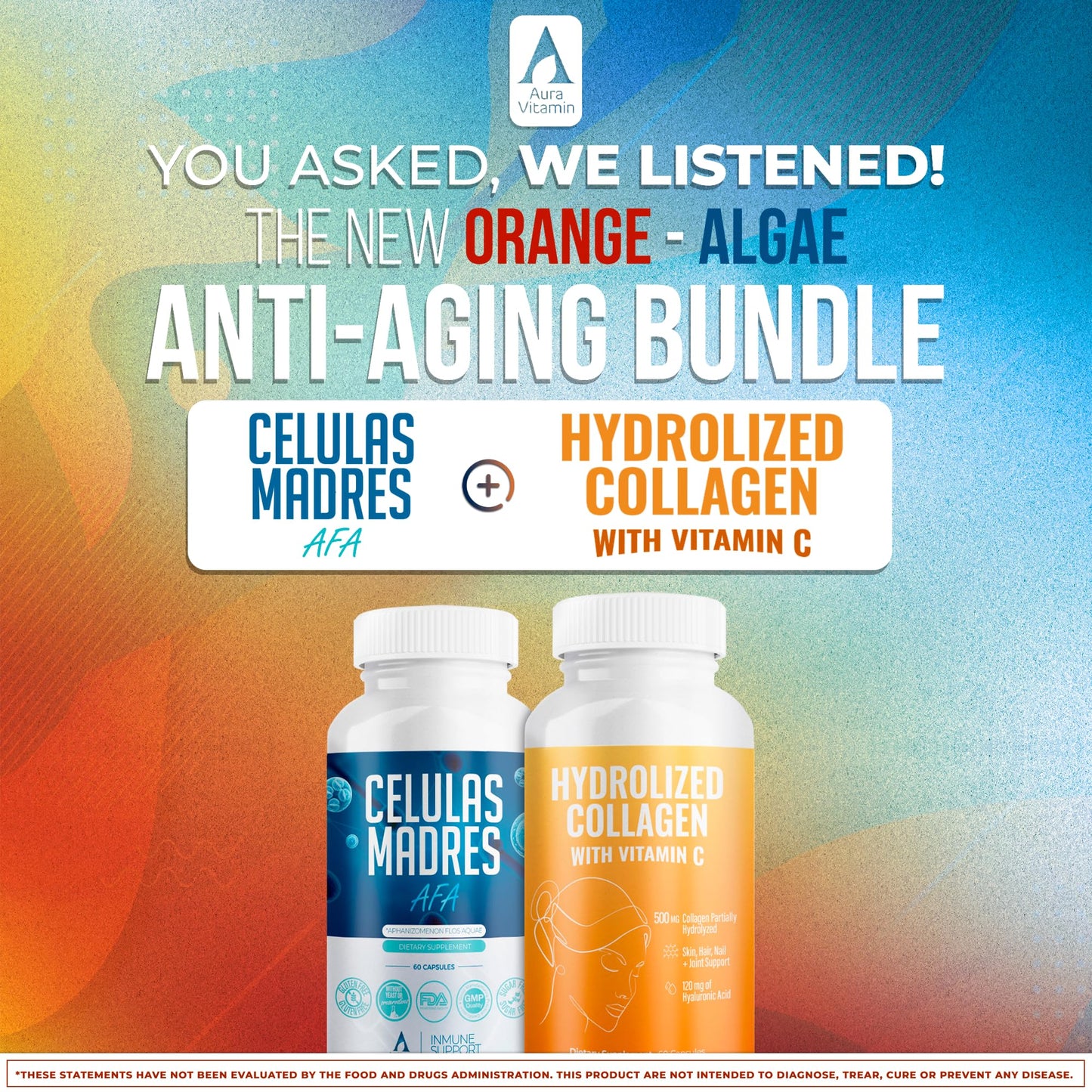 Aura Vitamin Mega Antioxidant Bundle | Hydrolyzed Collagen & AFA Stem Cell – 60 Capsules (2)