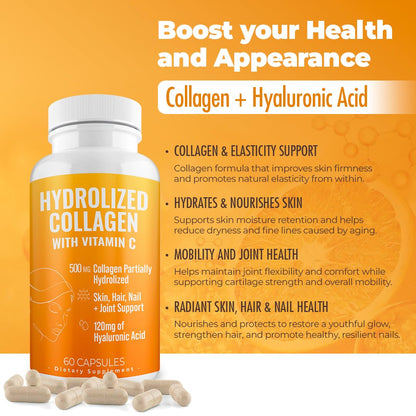 AURA VITAMINS Hydrolyzed Collagen Powder Supplement for Hair, Skin, Nails, Bones & Joints | Grass-Fed Collagen Peptides 200gr