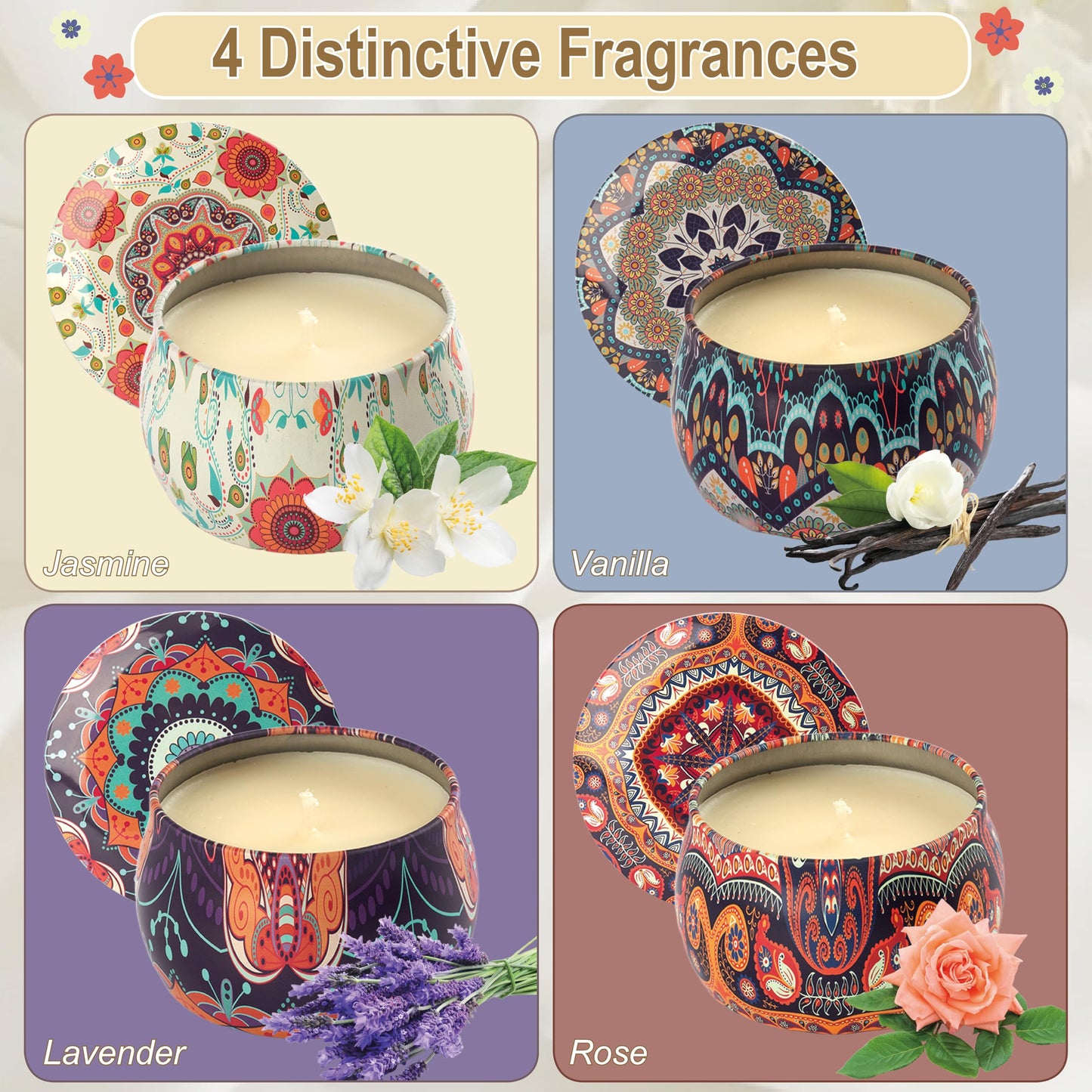 Auralome Scented Candles Gift Set – 4x 4.4oz Soy Wax Aromatherapy Candles