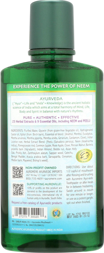 Auromere Ayurvedic Mouthwash - Vegan, Fluoride Free, Alcohol Free, 16 fl oz