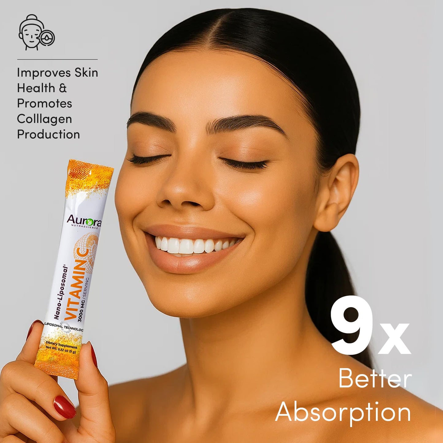 Aurora Nutrascience Nano-Pack Liposomal Vitamin C Powder Drink Mix – Immune Support, 3,000 mg per Serving, 30 Packets, Orange