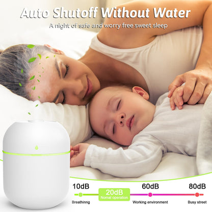 220ml Mini Essential Oil Diffuser for Desk – Auto-Off, Night Light, Quiet Humidifier
