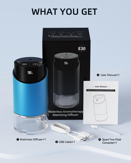 Waterless Essential Oil Diffuser - 100ml, 600 sq ft, Blue