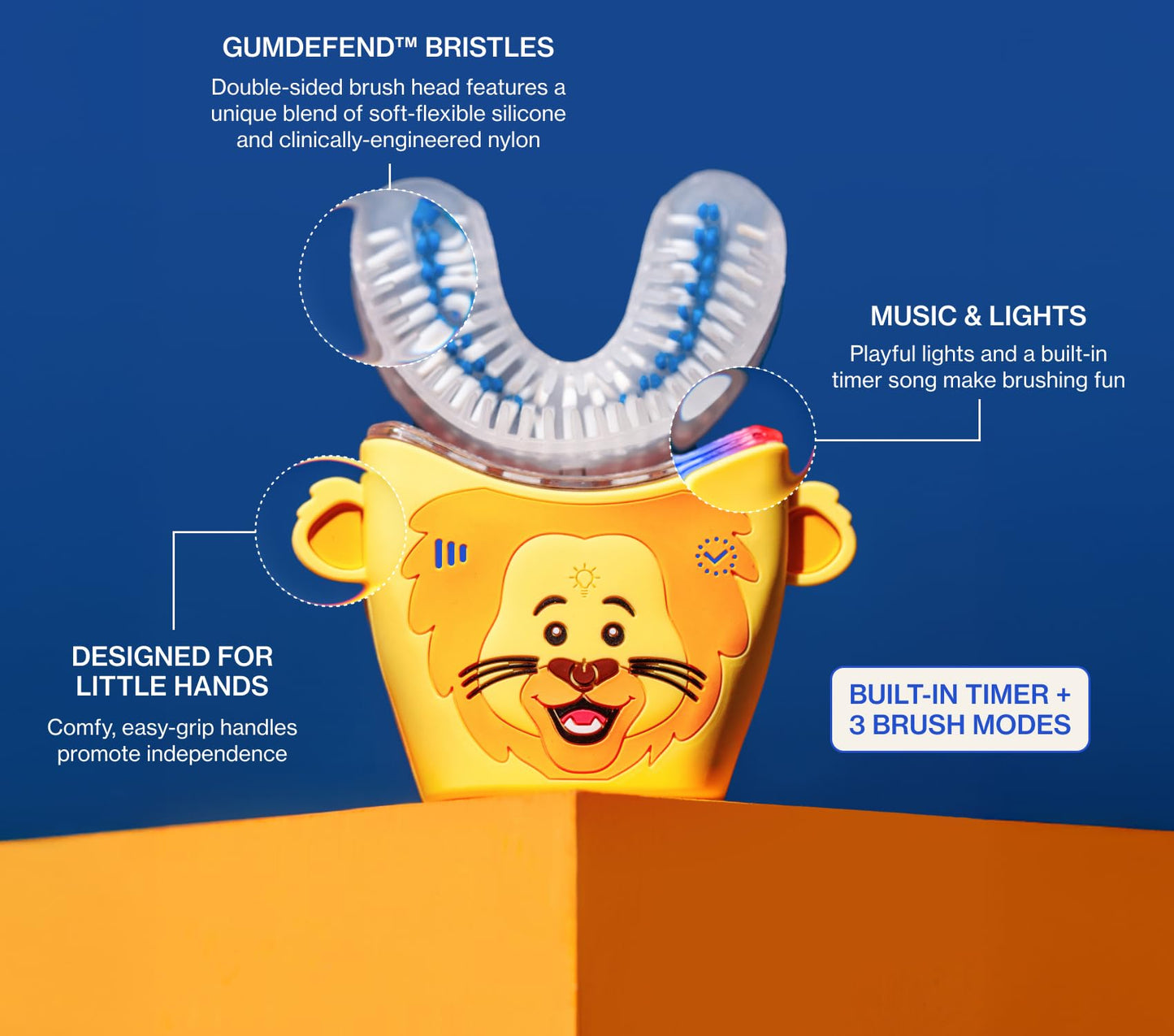 autobrush Kids Electric Toothbrush – ADA-Accepted U-Shaped, 5.1x Plaque Removal, 30s 360° Cleaning, Ages 9-12, Dinosaur