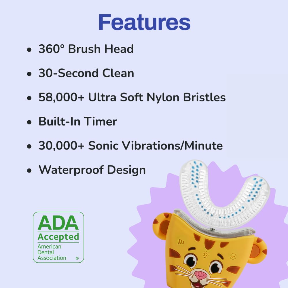 autobrush Kids Electric Toothbrush – ADA-ACCEPTED U-Shaped for Ages 6-8 | Clinically Proven 5.1x Cleaner
