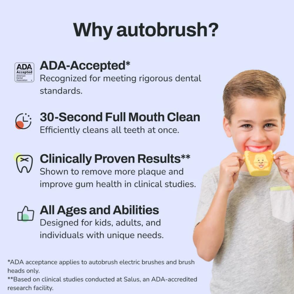 autobrush Kids Electric Toothbrush – ADA-ACCEPTED U-Shaped for Ages 6-8 | Clinically Proven 5.1x Cleaner
