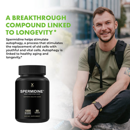 HUMANX Spermidine+ (USA Third Party Tested) – Spermidine-Rich Wheat Germ Extract + Zinc for Healthy Aging