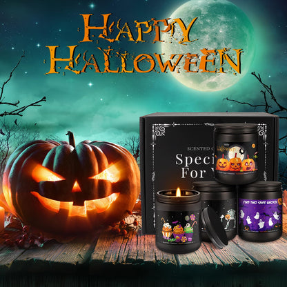 4 Pack 8oz Halloween Scented Candles – Soy Wax Home Decor Gift Set
