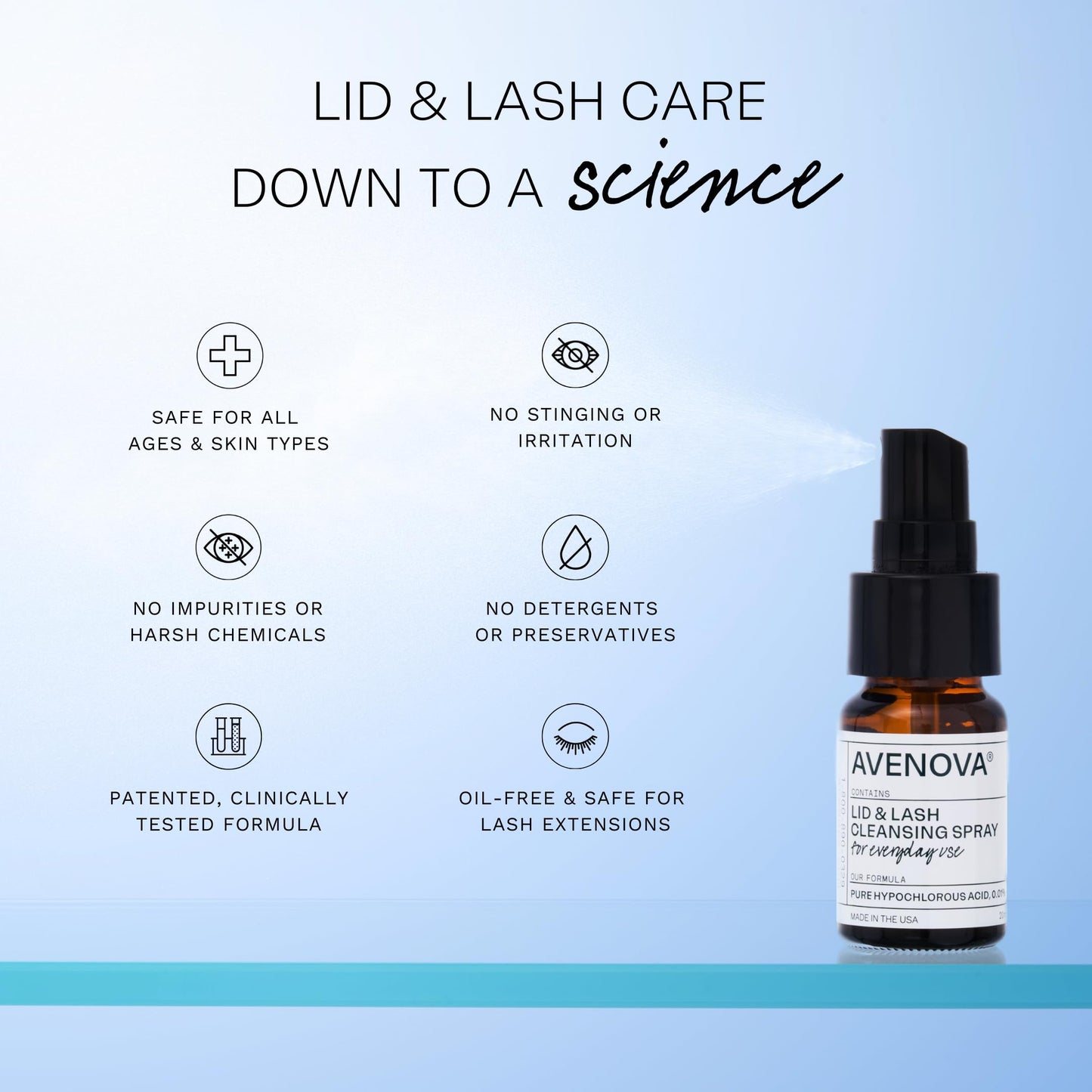 Avenova Eyelid & Eyelash Cleanser Spray – 3x20ml, Hypochlorous Eye Cleanser