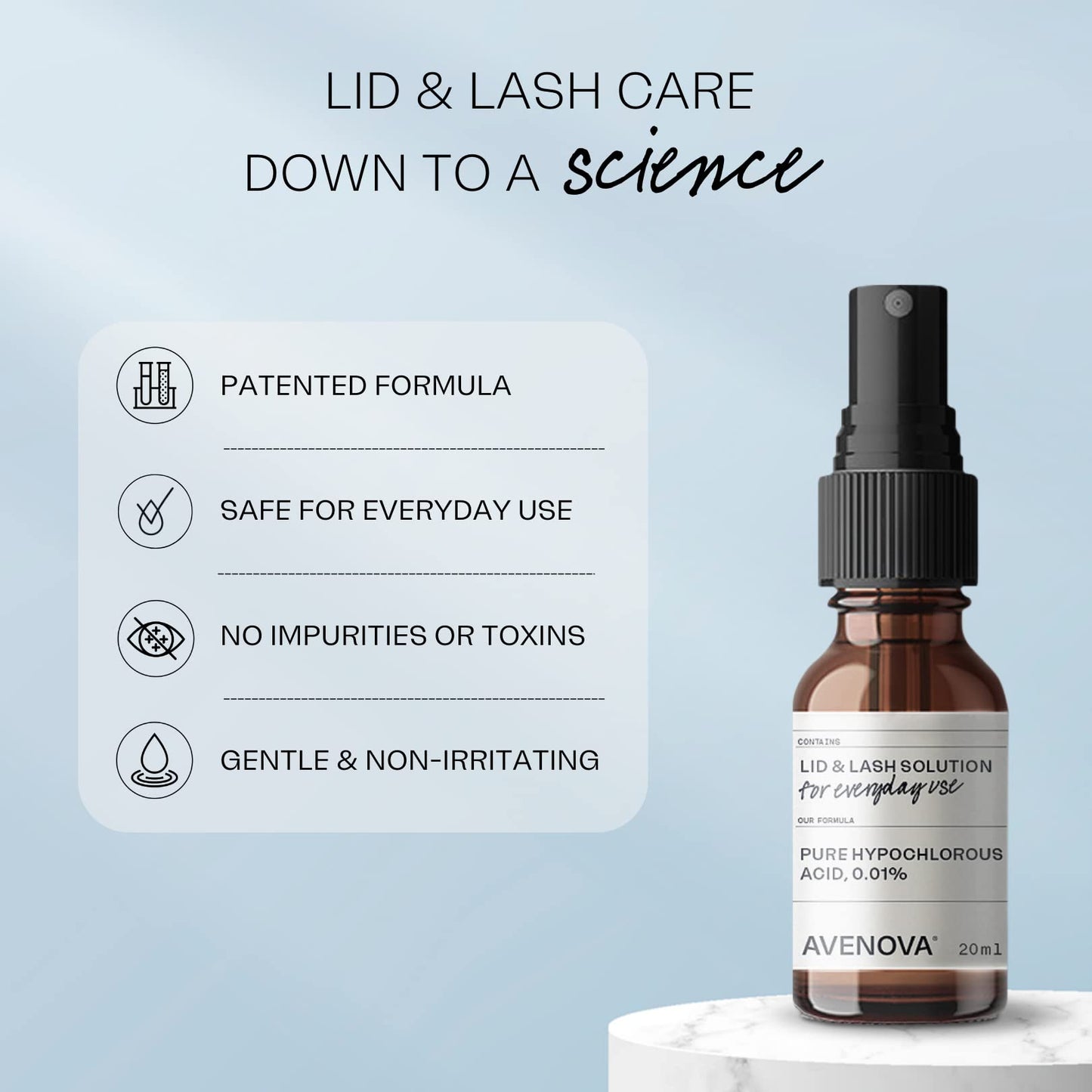 Avenova Eyelid & Eyelash Cleanser Kit | HOCl Spray + 30 NovaWipes