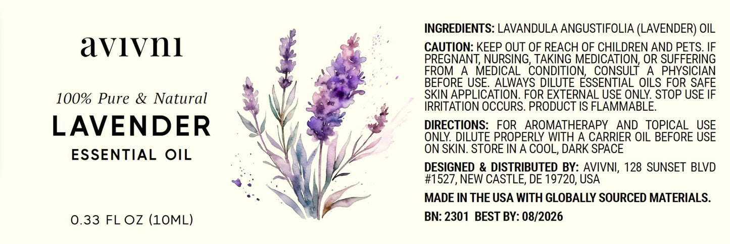Avivni French Lavender Essential Oil – 100% Pure & Natural (0.33oz / 10ml)