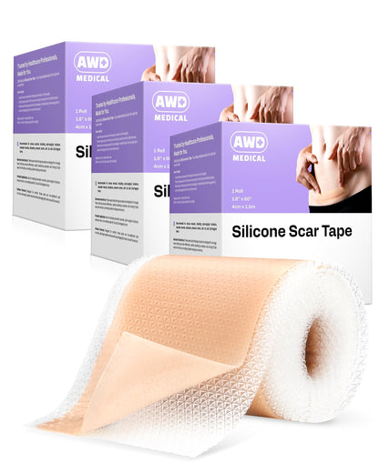AWD Silicone Scar Tape 3 Pack – 180in Total, Reusable for Surgery & Postpartum | AWD Medical