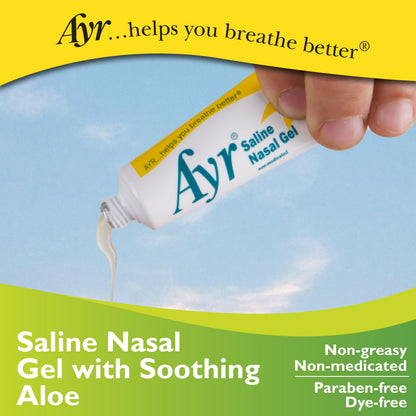 AYR Saline Nasal Gel with Aloe | 0.5 oz Tube (Pack of 3)