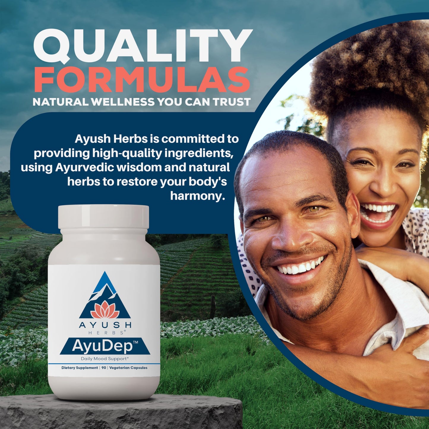 AyuDep Saffron & Ashwagandha Supplements for Adults | Ayush Herbs | 90 Vegetarian Capsules