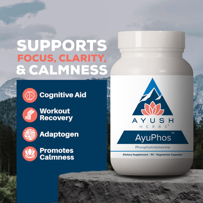 AyuPhos Phosphatidylserine Supplement - 200mg, Soy-Free, Brain & Memory Support - 90 Veg Capsules