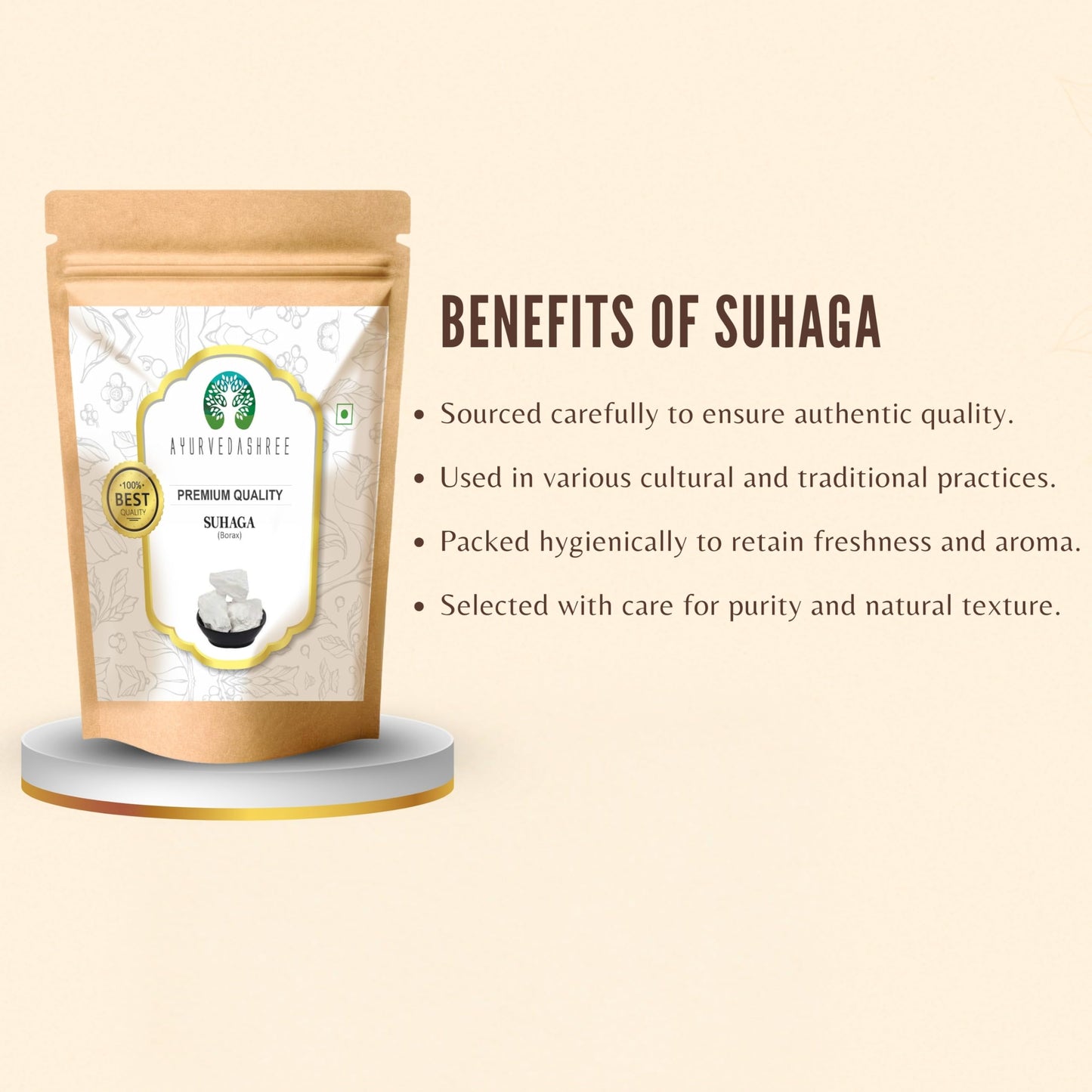 AYURVEDASHREE Suhaga (Crystals) 200gm – Borax, Sodium Borate, Tankan Bhasma