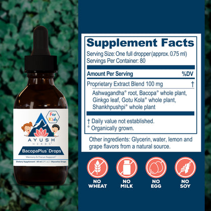 Ayush Herbs BacopaPlus Drops for Kids – Focus & Memory Support