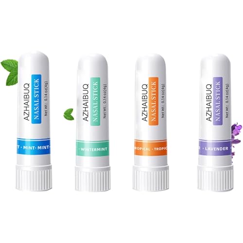 AZHAIBUQI Nasal Stick Set – Natural Menthol Inhalers (4 Flavors)