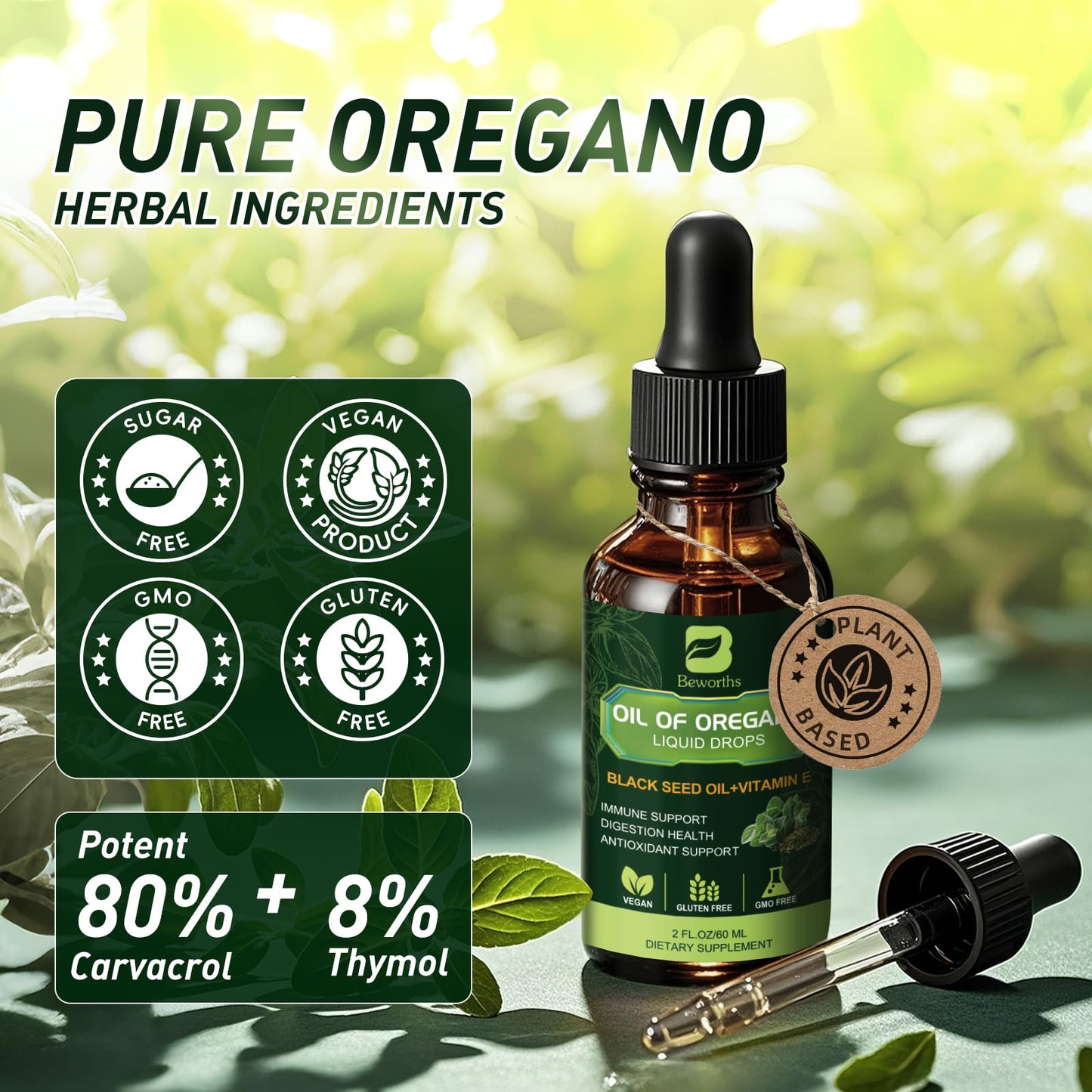 B Beworths 2-Pack Oregano Oil Drops with Black Seed Oil & Vitamin E (4 Fl Oz)