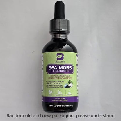 B BEWORTHS Sea Moss Liquid Drops – Irish Sea Moss, Black Seed Oil, Ashwagandha & Immune Support