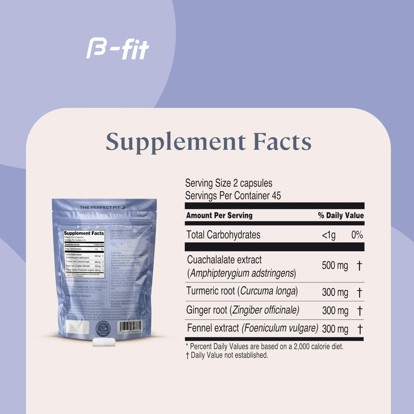 B-FIT Digestive Herbal Supplement – 60 Capsules | Natural Pre-Meal Support