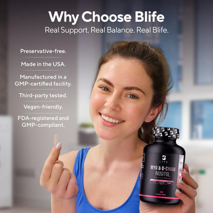 B Life Myo-Inositol 40:1 for Women – Hormone Balance & Fertility (240 Caps)
