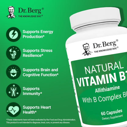 Dr. Berg Allithiamine B1 B6 B12 Complex – Natural Vitamin B1 Supplement (60 Capsules)