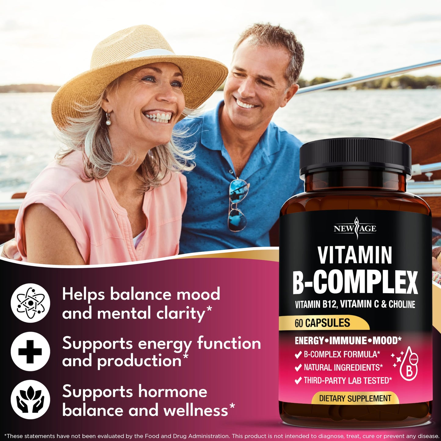 Vitamin B Complex for Men & Women – Made in USA – 120 Vegan Capsules