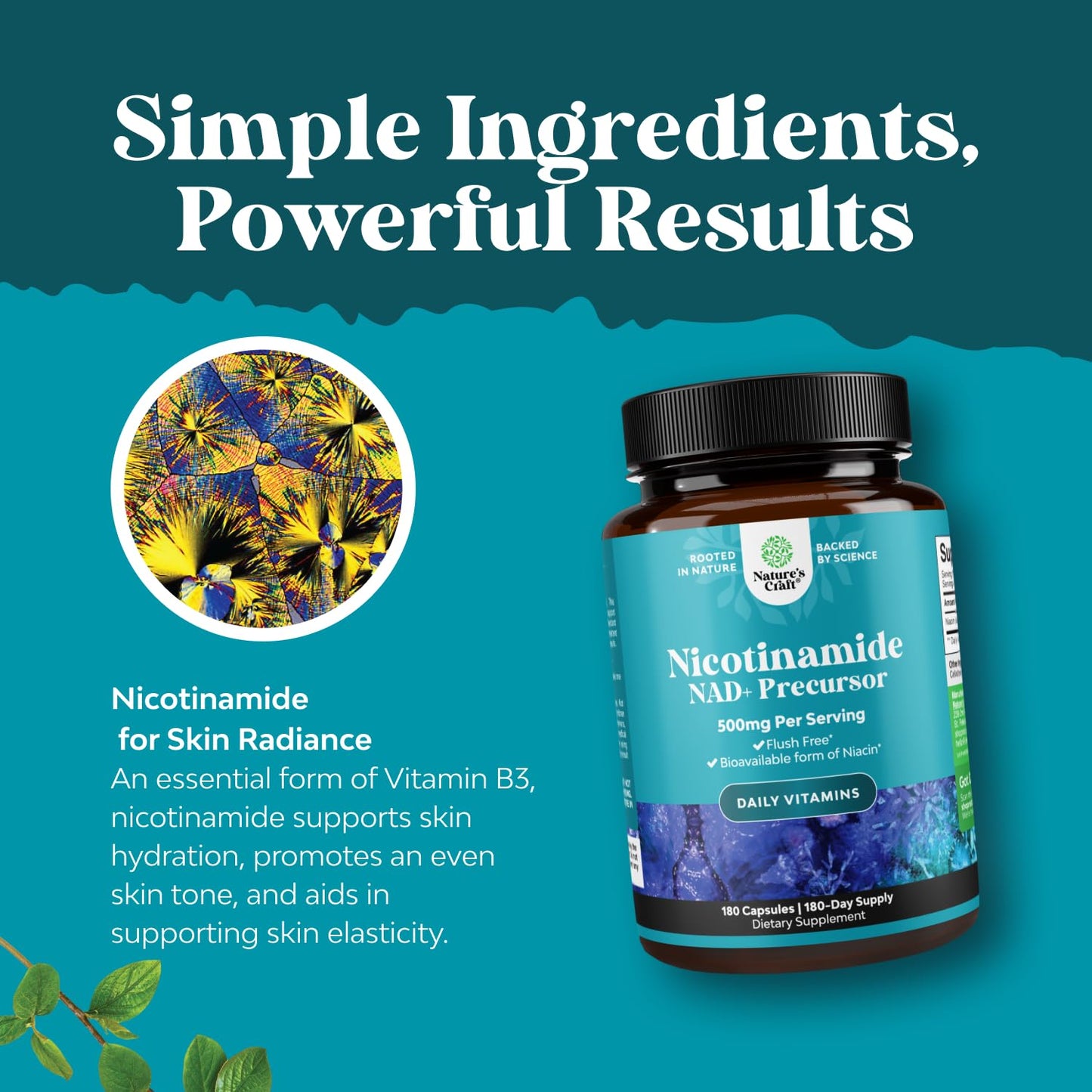 Vitamin B3 Niacinamide 500mg Capsules – Flush Free Niacin, 180 Count | Mitochondrial Energy & Skin Support