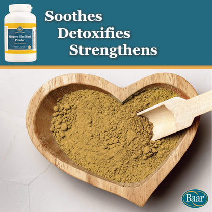 Baar Slippery Elm Powder, 4 Oz | Pure Inner Bark, Not an Extract