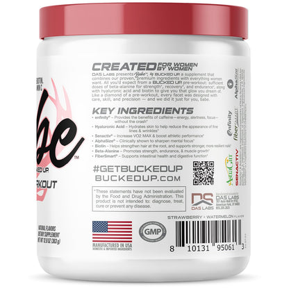 Bucked Up Babe Pre-Workout for Women – Watermelon Splash | 30 Servings | 12.8 oz
