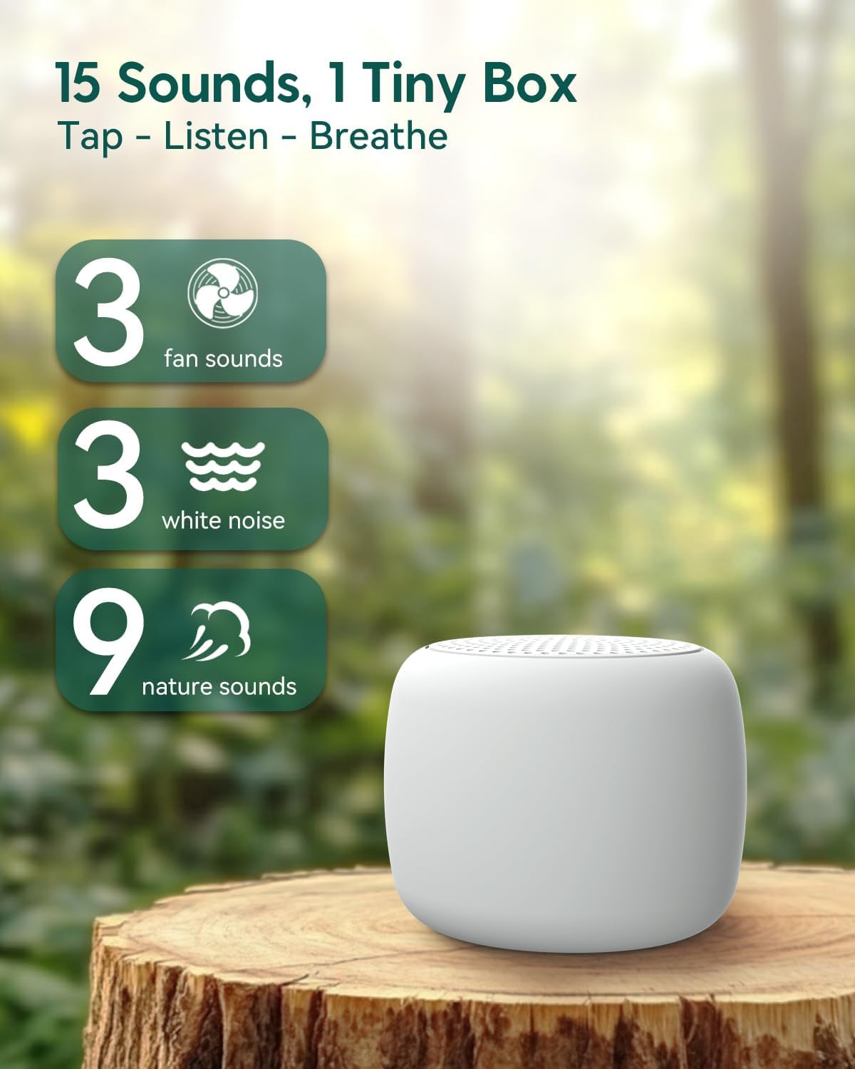 Babelio Portable White Noise Machine + Grey Travel Case | Pocket-Sized Sleep & Focus for All Ages