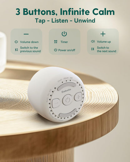 BABELIO White Noise Sound Machine 2-Pack – Pocket-Size, 15 Non-Looping Sounds, Timer & Memory