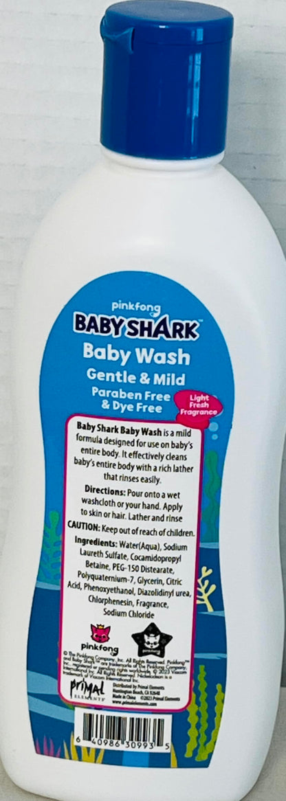 Baby Shark Gentle Baby Wash - Paraben Free, 10 oz | Light Fresh Fragrance