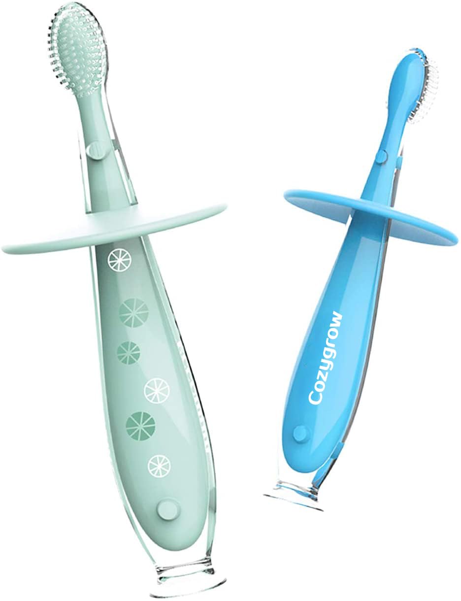 Baby Toothbrush with Suction Base - 2 Pack | Soft Silicone