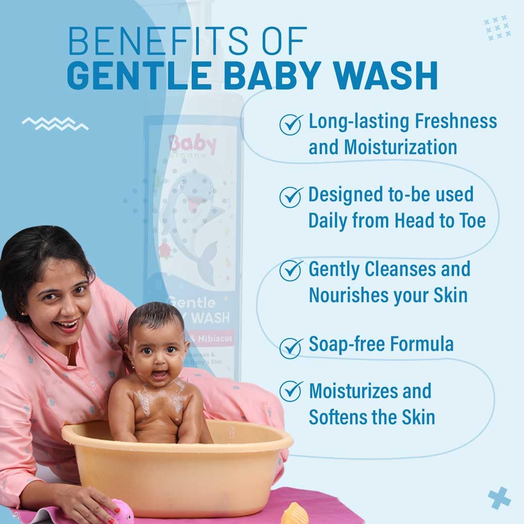 Babyorgano Baby Body Wash 200ml – Aloe Vera, Hibiscus & Neem | Tear-Free for Kids | Paraben Free | FDCA Approved