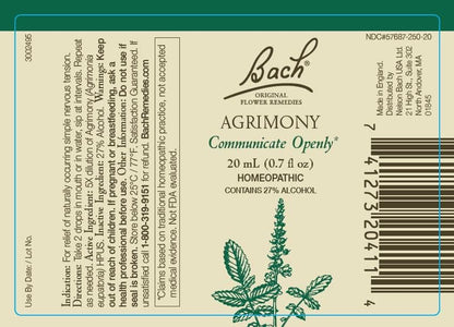 Bach Original Flower Remedies 2-Pack: Open Up to Others (Agrimony & Water Violet) – Vegan 20mL x2