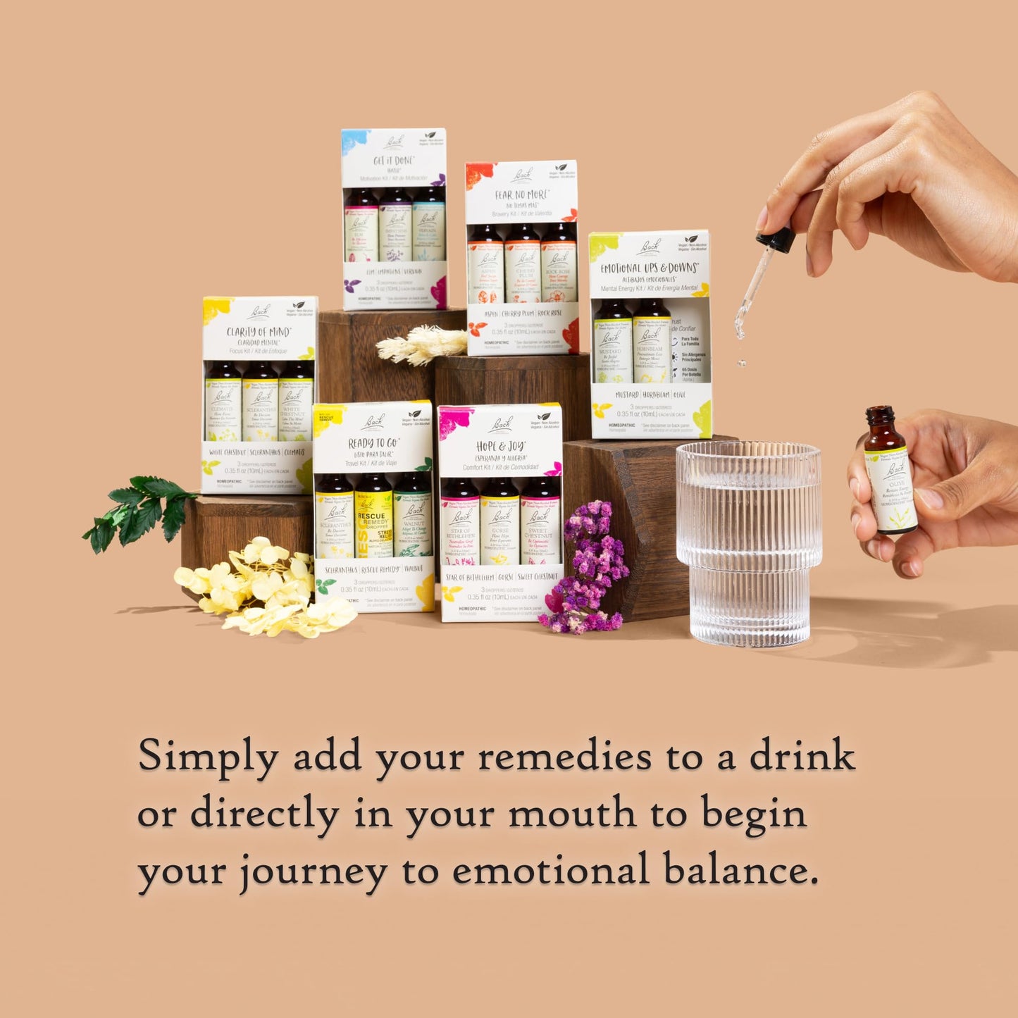 Bach Original Flower Remedies Ready To Go Trio Kit – Travel Stress (Non-Alcohol, Vegan) – 3 x 10mL