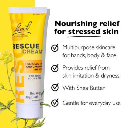 Bach Rescue Cream | Hydrating Skincare 3x30g (Fragrance-Free)